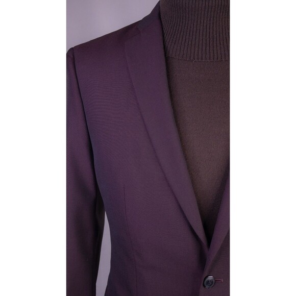 BAR III Blazer Burgundy Sz 40L Sport Coat Slim-Fit Solid Two Button Wool Blnd - Picture 6 of 14
